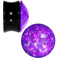 Load image into Gallery viewer, 18mm Black Acrylic Fuchsia Galaxy Faceted Saddle Plug Set