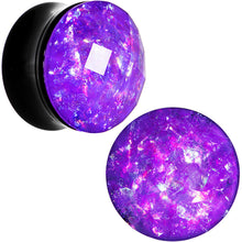 Load image into Gallery viewer, 18mm Black Acrylic Fuchsia Galaxy Faceted Saddle Plug Set