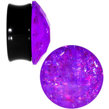 Load image into Gallery viewer, 24mm Black Acrylic Fuchsia Galaxy Faceted Saddle Plug Set