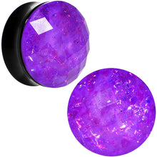 Load image into Gallery viewer, 26mm Black Acrylic Fuchsia Galaxy Faceted Saddle Plug Set