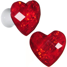 Load image into Gallery viewer, White Acrylic Red Faceted Valentine Heart Saddle Plug Set 2G to 26mm
