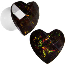 Load image into Gallery viewer, 2G White Acrylic Black Valentine Love Heart Saddle Plug Set