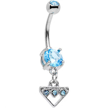 Load image into Gallery viewer, Aqua Gem Stainless Steel Triangular Shield Dangle Belly Ring