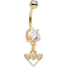 Load image into Gallery viewer, Clear Gem Gold Plated Steel Triangular Shield Dangle Belly Ring