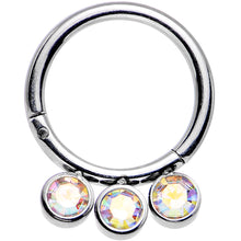 Load image into Gallery viewer, 16G 5/16 Aurora Gem Stainless Steel Hinged Segment Ring