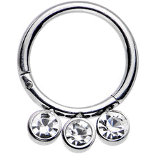 Load image into Gallery viewer, 16G 5/16 Clear Gem Stainless Steel Hinged Segment Ring