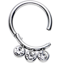 Load image into Gallery viewer, 16G 5/16 Clear Gem Stainless Steel Hinged Segment Ring