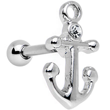 Load image into Gallery viewer, 16G 1/4 Clear Gem Settle Down Anchor Cartilage Earring