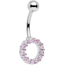 Load image into Gallery viewer, Pink Gem Stainless Steel Hollow Circle Belly Ring