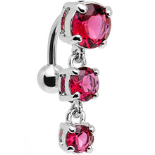 Load image into Gallery viewer, Pink Gem Trio Top Mount Dangle Belly Ring
