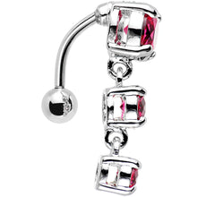 Load image into Gallery viewer, Pink Gem Trio Top Mount Dangle Belly Ring