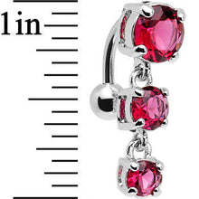 Load image into Gallery viewer, Pink Gem Trio Top Mount Dangle Belly Ring