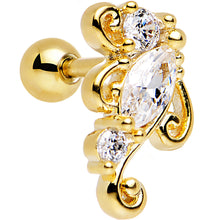 Load image into Gallery viewer, 16G 1/4 Clear CZ Gold Anodized Swirl Left Cartilage Earring