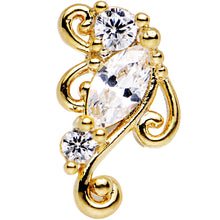 Load image into Gallery viewer, 16G 1/4 Clear CZ Gold Anodized Swirl Left Cartilage Earring