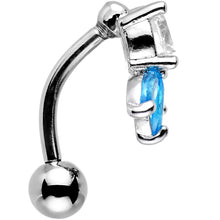 Load image into Gallery viewer, Clear Aqua Gem Flip Flower Reversible Top Mount Belly Ring