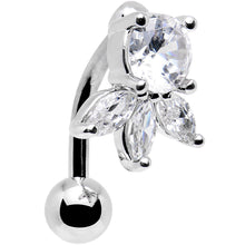 Load image into Gallery viewer, Clear Gem Flip Flower Top Mount Belly Ring