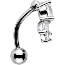 Load image into Gallery viewer, Clear Gem Flip Flower Top Mount Belly Ring