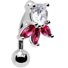 Load image into Gallery viewer, Clear Pink Gem Flip Flower Reversible Top Mount Belly Ring