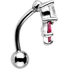 Load image into Gallery viewer, Clear Pink Gem Flip Flower Reversible Top Mount Belly Ring