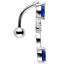 Load image into Gallery viewer, Navy Blue Gem Double Drop Reversible Top Mount Belly Ring