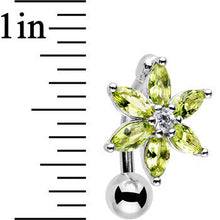 Load image into Gallery viewer, Greem Gem Lily Flower Top Mount Dangle Belly Ring