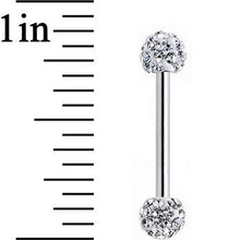 Load image into Gallery viewer, 14G 9/16 Clear Ferido Gem White Ball Ends Barbell Nipple Ring Set