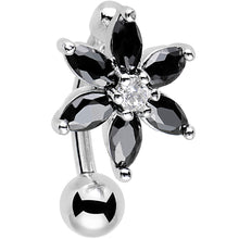 Load image into Gallery viewer, Black Gem Lily Flower Top Mount Dangle Belly Ring