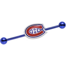 Load image into Gallery viewer, Licensed Blue Anodized NHL Montreal Canadiens Industrial Barbell 38mm