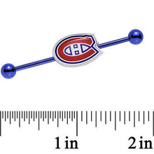 Load image into Gallery viewer, Licensed Blue Anodized NHL Montreal Canadiens Industrial Barbell 38mm