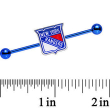 Load image into Gallery viewer, Licensed Blue Anodized NHL New York Rangers Industrial Barbell 38mm