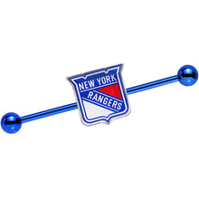 Load image into Gallery viewer, Licensed Blue Anodized NHL New York Rangers Industrial Barbell 38mm