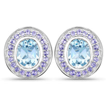 Load image into Gallery viewer, 6.30 Carat Genuine Blue Topaz and Tanzanite .925 Sterling Silver Earrings