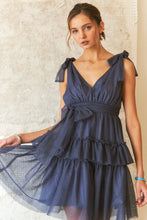 Load image into Gallery viewer, Tie Shoulder Polka Dot Mesh Dress For Women β Flirty Retro Polka Dot Elegant Dress with Adjustable Ties & Sheer Mesh Fabric For Special Occasions