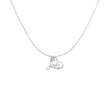 Load image into Gallery viewer, .925 Sterling Silver 1/6 Cttw Round Brilliant-Cut Diamond Accented Open Heart with Love 18" Pendant Necklace (H-I Color, I1-I2 Clarity)