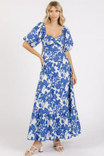 Load image into Gallery viewer, New Summer Cutout Back Floral Sweetheart Neck Puff Sleeve Dress – Unique, Romantic and Trendy Floral Dress with Puff Sleeves and Cutout Back