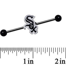 Load image into Gallery viewer, Licensed MLB Black Anodized Chicago White Sox Industrial Barbell 38mm