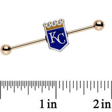 Load image into Gallery viewer, Licensed MLB Gold Anodized Kansas City Royals Industrial Barbell 38mm