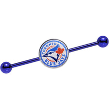 Load image into Gallery viewer, Licensed MLB Blue Anodized Toronto Blue Jays Industrial Barbell 38mm