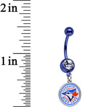 Load image into Gallery viewer, Licensed MLB Clear Gem Blue Anodized Toronto Blue Jays Belly Ring