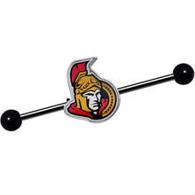 Load image into Gallery viewer, Licensed NHL Black Anodized Ottawa Senators Industrial Barbell 38mm