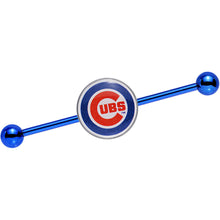 Load image into Gallery viewer, Licensed MLB Blue Anodized Chicago Cubs Industrial Barbell 38mm