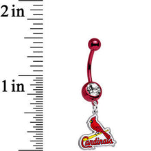 Load image into Gallery viewer, Licensed MLB Clear Gem Red Anodized St Louis Cardinals Belly Ring