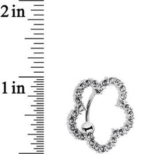 Load image into Gallery viewer, Clear Gem Stainless Steel Cutout Zinnia Flower Top Mount Belly Ring