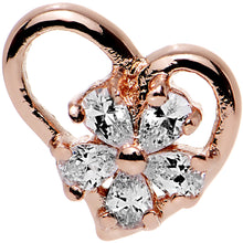 Load image into Gallery viewer, Clear CZ Rose Gold Plated Heart Cartilage Earring 16G 1/4