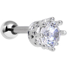 Load image into Gallery viewer, 16G Clear CZ Classic Prong Set Tragus Cartilage Earring 1/4