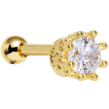 Load image into Gallery viewer, 14k Gold Plated Clear CZ Classic Prong Tragus Cartilage Earring 1/4