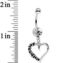 Load image into Gallery viewer, Clear Gem Lovely Language I Love You Hollow Heart Dangle Belly Ring
