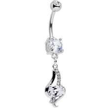 Load image into Gallery viewer, Clear CZ Gem Dramatic Deco Twist Dangle Belly Ring