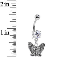 Load image into Gallery viewer, Clear Gem Springtime Patterns Butterfly Dangle Belly Ring