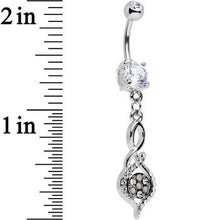 Load image into Gallery viewer, Clear Gem White Faux Opal Wistfully Twisted Dangle Belly Ring